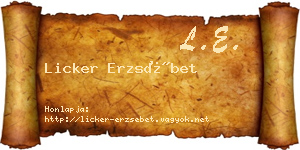 Licker Erzsébet névjegykártya